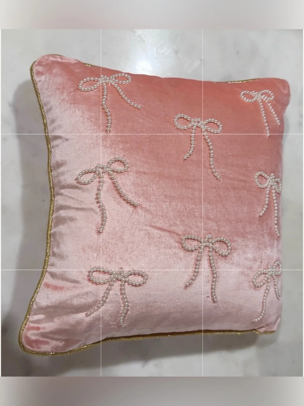 Anthropologie Coretta Mini Beaded Velvet Pillow